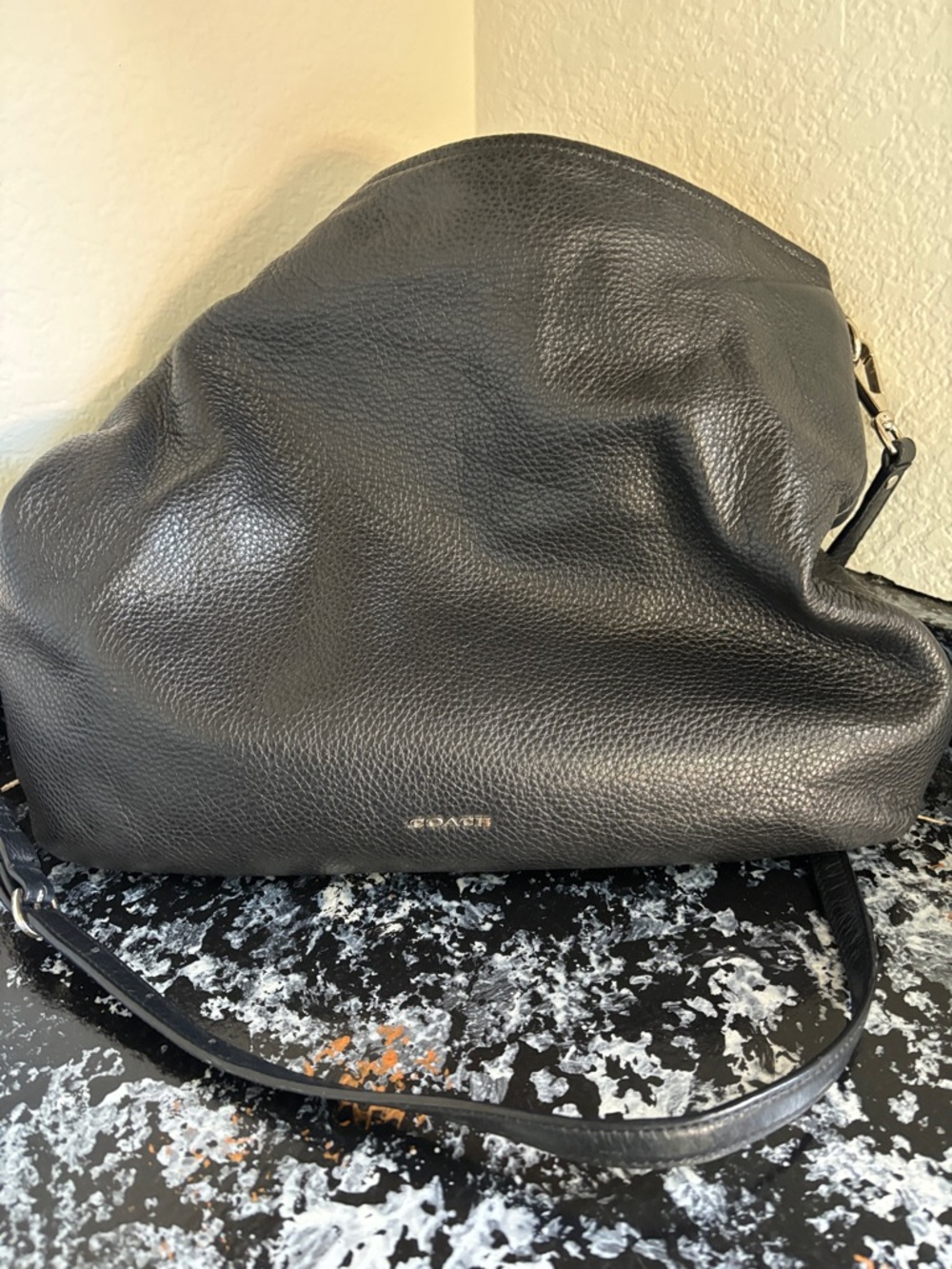 Coach Black Pebbled Leather Hobo Bag